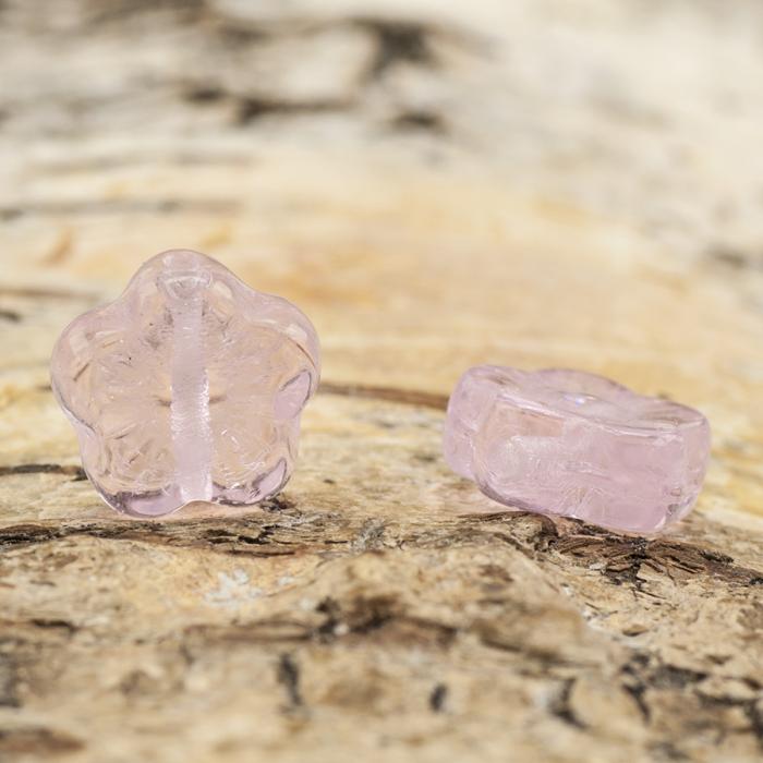 Glaspärla Blomma 10x10 mm, Rosa (10st)