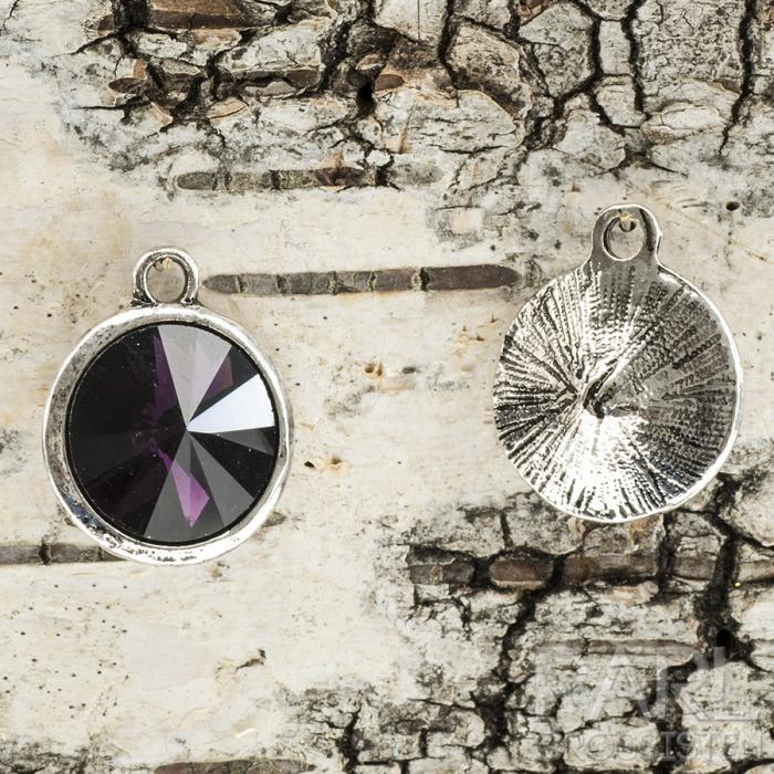 Berlock Februari 21x17 mm, Lila/Antiksilver (st)