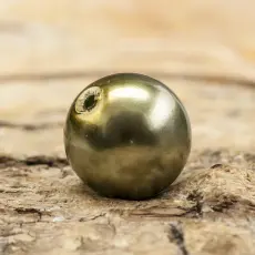 Vaxad glaspärla 8 mm, Mörk olivgrön (20st)