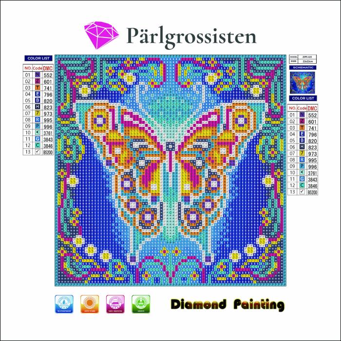 Diamond Painting Canvas 22 x 22 cm, Fjäril