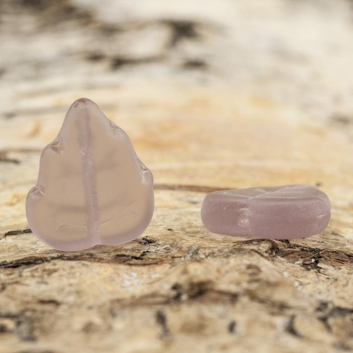 Frostat Glaslöv 11x12,5 mm, Lila (10st)