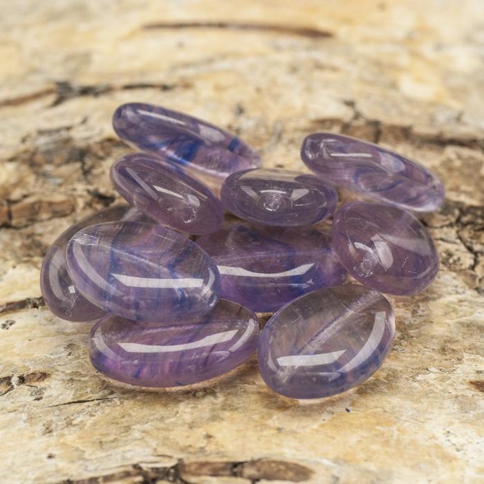 Oval glaspärla 11,5x16 mm, Rosa/Blå (10st)