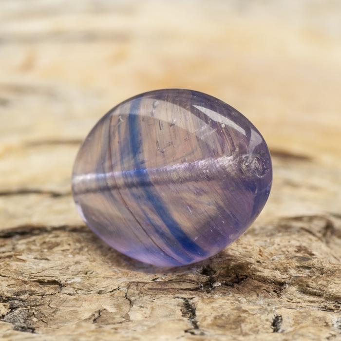 Oval glaspärla 11,5x16 mm, Rosa/Blå (10st)