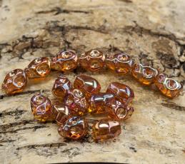 Glaspärla Döskalle 10x8 mm, Orange AB (5st)