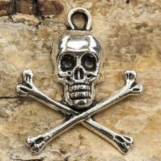 Hänge Döskalle 21x24 mm, Antiksilver (3st)
