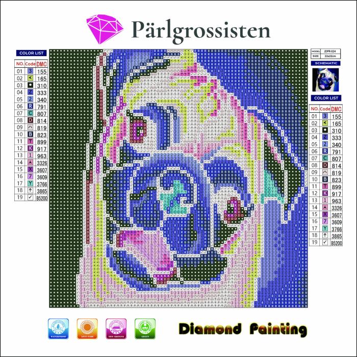 Diamond Painting Canvas 22 x 22 cm, Mops