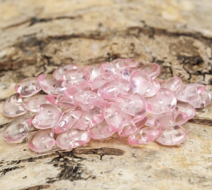 Glaspärla chip 7-8 mm, Ljusrosa/Klar (10g)