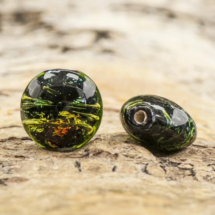 Glaspärla Lampwork 13 mm, Grön (st)