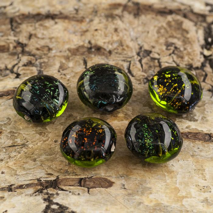 Glaspärla Lampwork 13 mm, Grön (st)