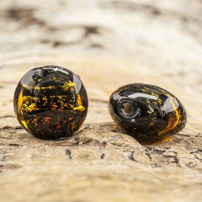 Glaspärla Lampwork 13 mm, Bärnsten (st)