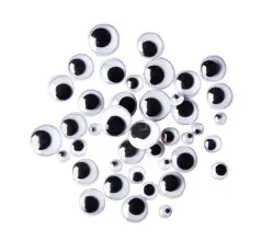 Googly eyes Ø 7, 10 & 15 mm, Svartvit (200st)