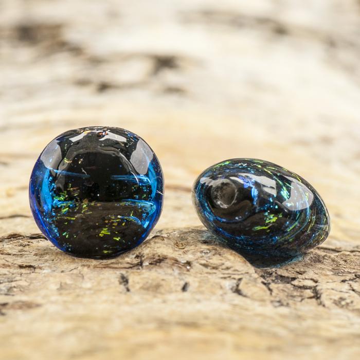 Glaspärla Lampwork 13 mm, Blå (st)
