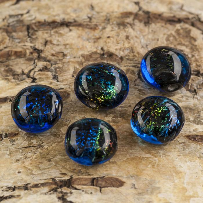 Glaspärla Lampwork 13 mm, Blå (st)