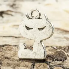 Berlock Katt 16x13 mm, Antiksilver (6st)