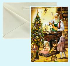 Julkort med adventskalender, Jultomten t&auml;ljer en gungh&auml;st