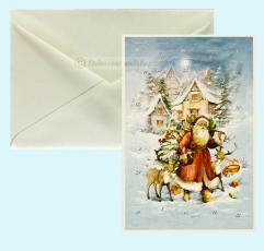 Julkort med adventskalender, Jultomten med s&auml;cken