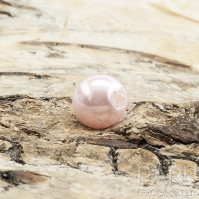 Vaxad glaspärla Halvborrad 6 mm, Rosa (st)
