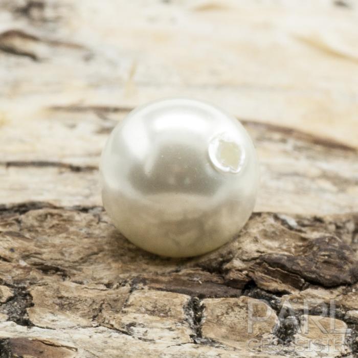 Vaxad glaspärla Halvborrad 10 mm, Vit (st)