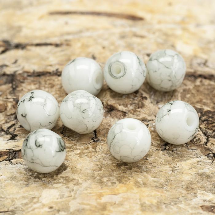 Glaspärla spraymålad 8 mm, Rökfärg/Svart (20st)