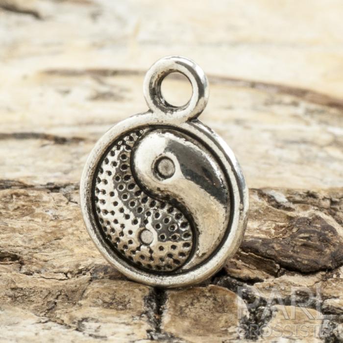 Berlock Yin Yang 13x10 mm, Antiksilver (5st)