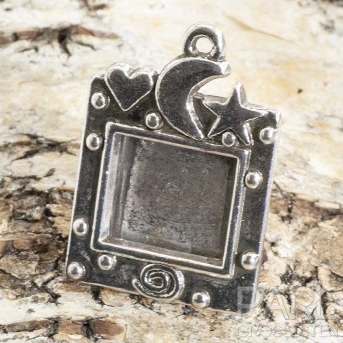 Berlock/infattning 35x25 mm, Antiksilver (st)