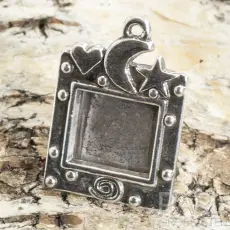 Berlock/infattning 35x25 mm, Antiksilver (st)