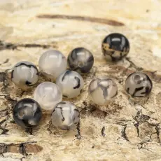 Pärla Agat 6 mm, Grårandig (10st)