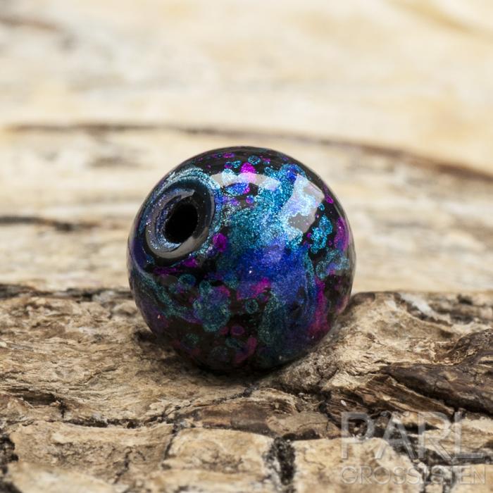 Glaspärla glitter 8 mm, Svart/Blå/Rosa (10st)