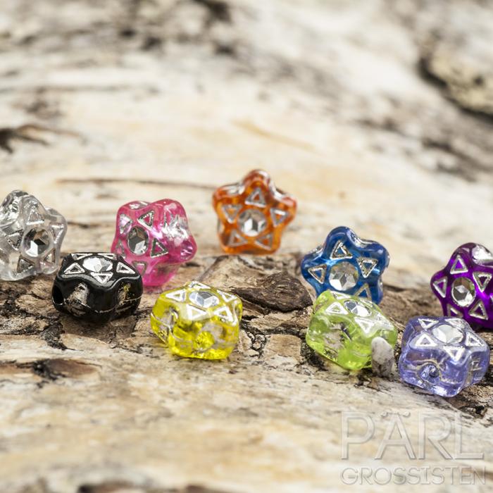 Akrylpärla Stjärna strass 8x7x4 mm, Färgmix (40st)