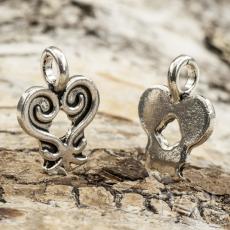 Berlock Hjärta 18x13 mm, Antiksilver (5st)