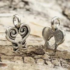 Berlock Hjärta 18x13 mm, Antiksilver (5st)