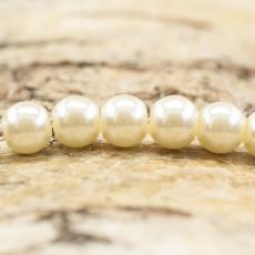 Vaxad glaspärla 6 mm, Gräddvit (40st)