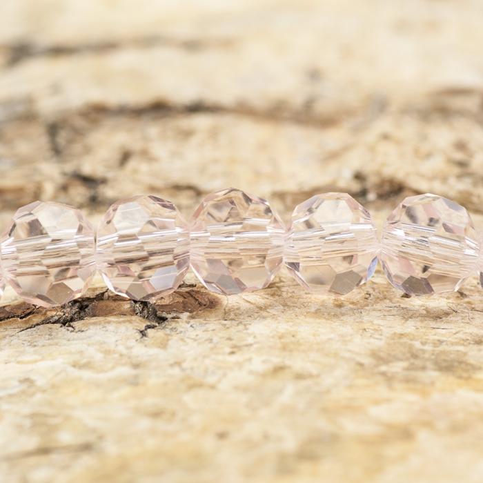 Glaspärla facetterad kula 6 mm, Ljusrosa (20st)