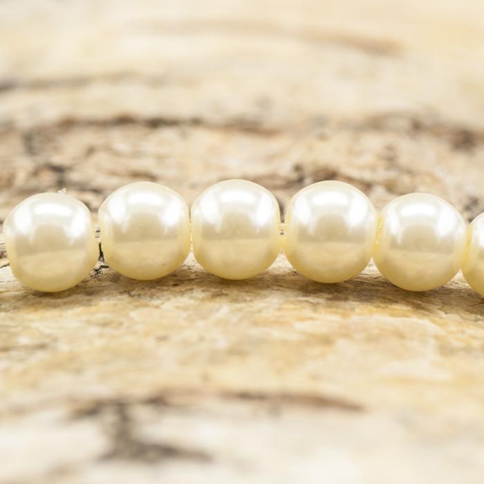 Vaxad glaspärla 6 mm, Gräddvit (40st)