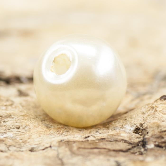 Vaxad glaspärla 6 mm, Gräddvit (40st)