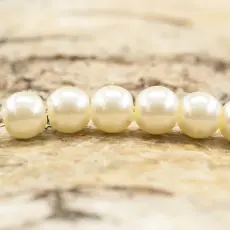 Vaxad glaspärla 6 mm, Gräddvit (40st)