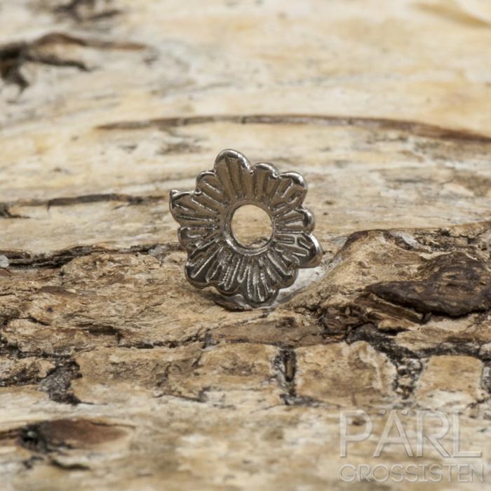 Pärlhållare Blomma 7x7 mm, Silverfärg (20st)