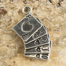 Berlock Spelkort 13x25 mm, Antiksilver (5st)