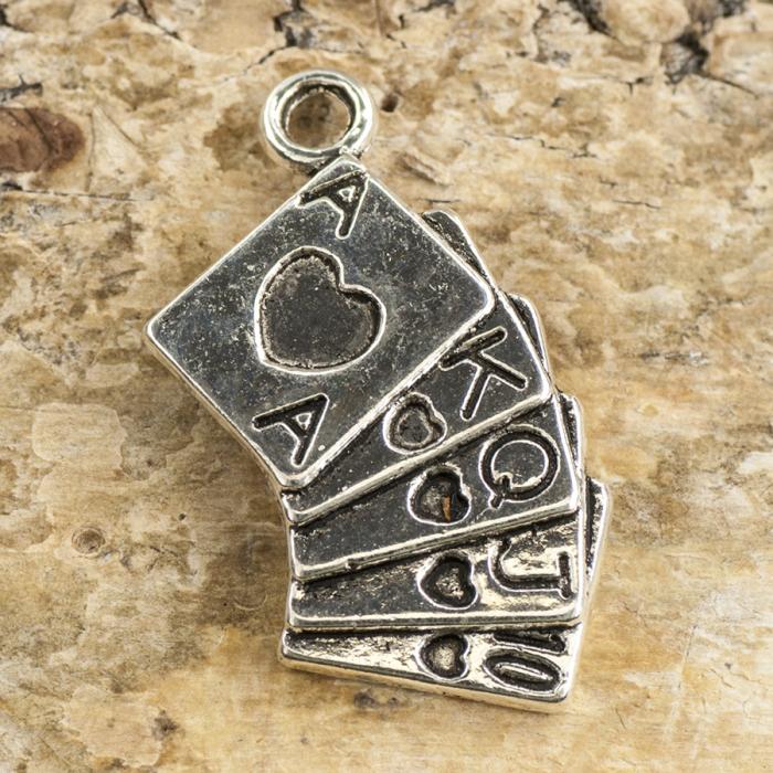 Berlock Spelkort 13x25 mm, Antiksilver (5st)