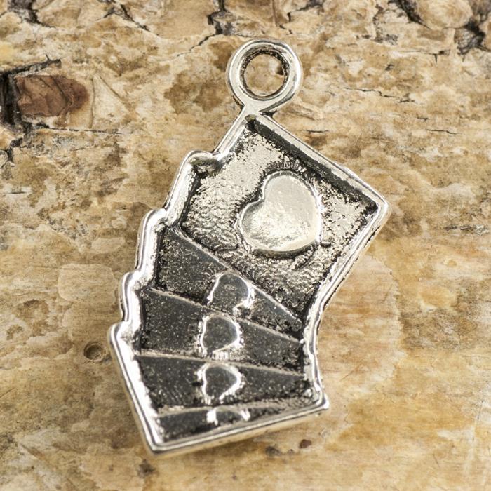 Berlock Spelkort 13x25 mm, Antiksilver (5st)