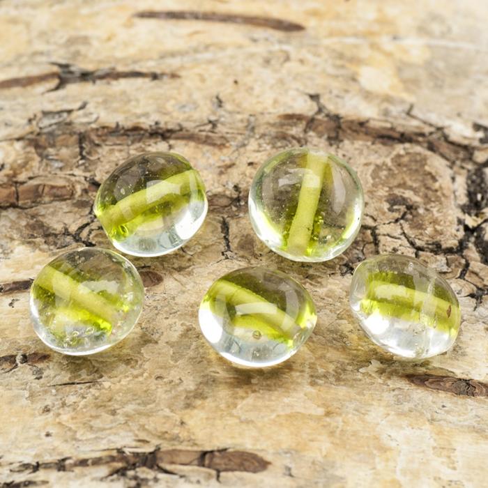 Glaspärla Puck 13 mm, Grön (5st)