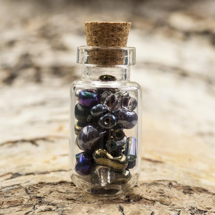 Glasflaska med kork 13x27 mm, Klar (2st)