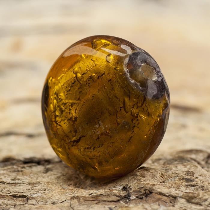 Glaspärla Puck 14 mm, Guld (5st)