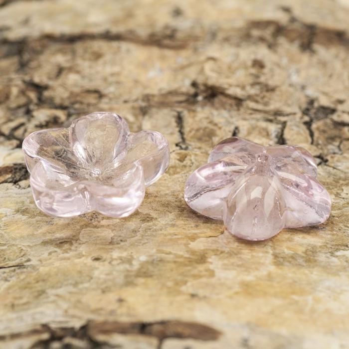 Glaspärla Blomma 5x14 mm, Rosa (10st)