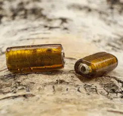 Glaspärla Avlång 11x24 mm, Bärnsten (5st)