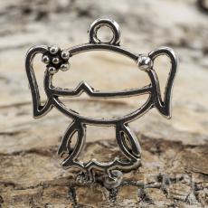 Berlock Flicka 24x22 mm, Antiksilver (5st)