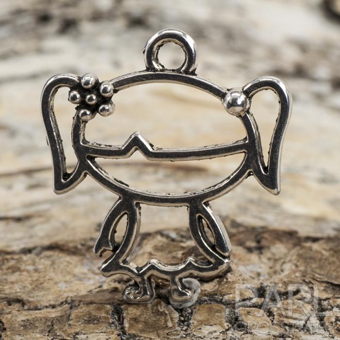 Berlock Flicka 24x22 mm, Antiksilver (5st)