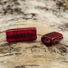 Glaspärla Avlång 11x24 mm, Röd (5st)