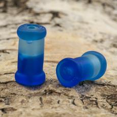 Glaspärla Rör 9x18,5 mm, Blå/Turkos (5st)