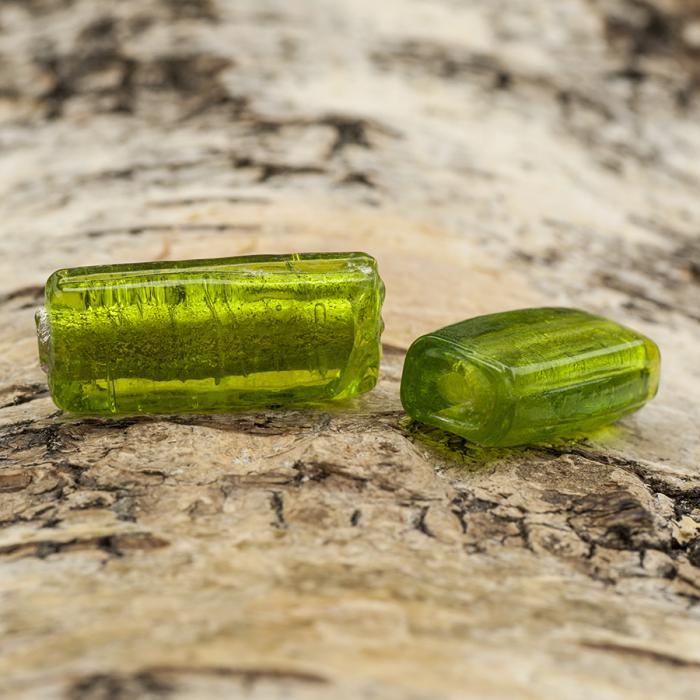 Glaspärla Avlång 11x24 mm, Grön (5st)